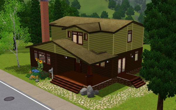 Sims 3 — The Lily by peachy146 — A Craftsman style Bungalow for your Sims. 2 Bedroom 2.5 Bath plus a Den. Features living