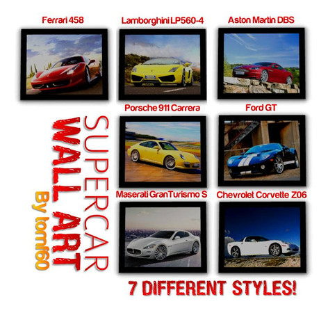 Sims 3 — Supercar Wall Art by tomf60 — Plaster your dream life across the walls whether it be inside the home, in the
