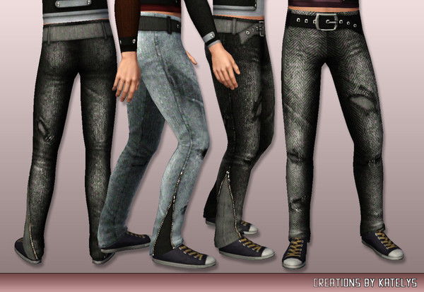 Sims 3 — FS 36 bottom 01 by katelys — New tattered jeans for adult and young adult males. Completely hand-painted.