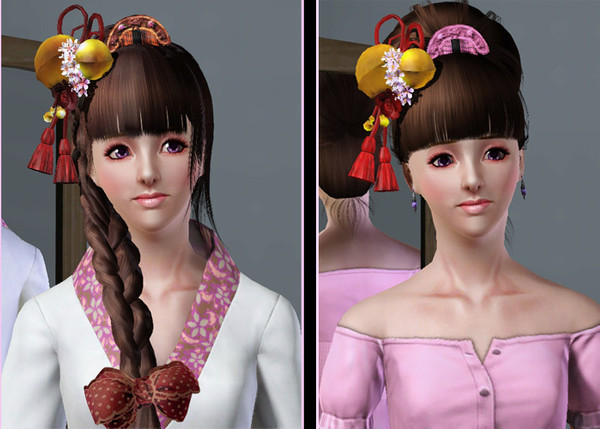 Sims 3 — Snow Fox Sets-Headdress by Luluke by Luluke — Ancient China Ladies Hair Accessories