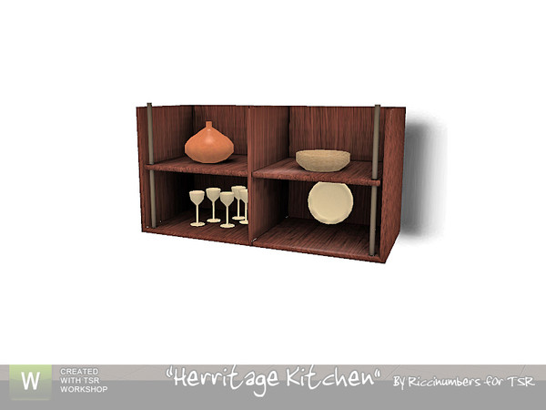 Sims 3 — Herritage Kitchen Two Tile Shelf by TheNumbersWoman — Two tile Piece for the "Cabinets" in the