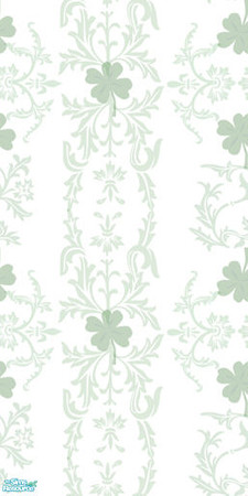 Sims 2 — St. Patrick\'s Day Wall Set - Thistle White by 71robert13 — Shamrocks & Thistle leaves on white wall paper