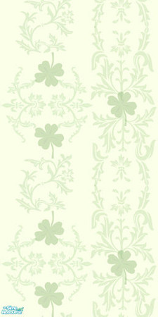 Sims 2 — St. Patrick\'s Day Wall Set - Thistle antique by 71robert13 — Shamrocks & Thistle leaves on antique white