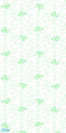 Sims 2 — St. Patrick\'s Day Wall Set - AL - Scroll by 71robert13 — Shamrocks with flowering scrolls wall paper pattern
