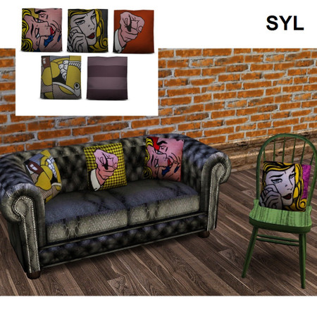 Sims 3 —  Lichtenstein print cushions by eryt96 — Why not have some cheap pop art reprints on your cushions instead of