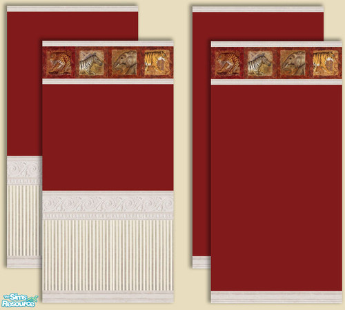 Sims 2 — Rich Red Wallpapers by foxysensei — There are plain red wallpapers in this set as well as the African themed