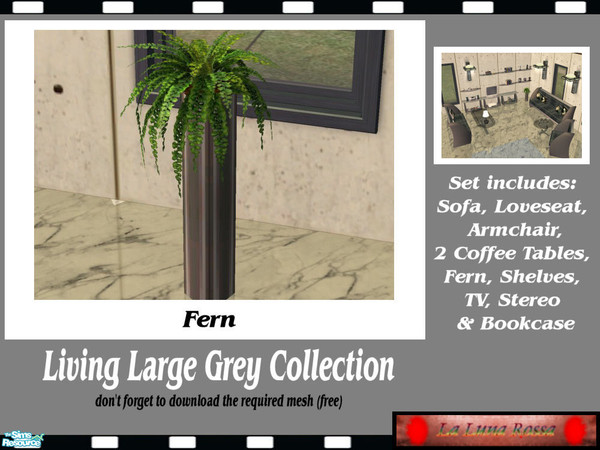 Sims 2 — Living Large, Grey - Fern by LaLunaRossa72 — Based on my Living Large Living Room set