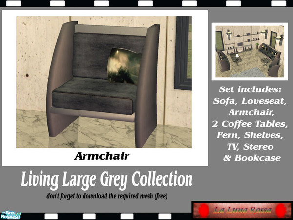 Sims 2 — Living Large, Grey - Armchair by LaLunaRossa72 — Based on my Living Large Living Room set