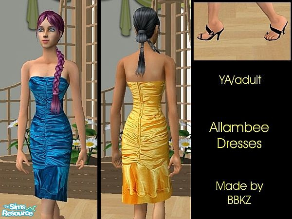 Sims 2 — Allambee Dresses by BBKZ — These beautiful satin dresses are perfect for fashion show or date with new
