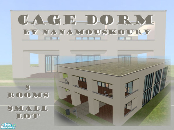 Sims 2 — Cage Dorm (8 rooms) by Nanamouskoury — A modern line dorm for the studious sims. Your young adult sims will