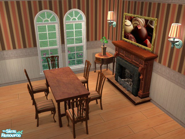 Sims 2 — Chocolate Brown & Candy Pink Dining Room by foxysensei — A stylish chocolate brown and pink dining room. No