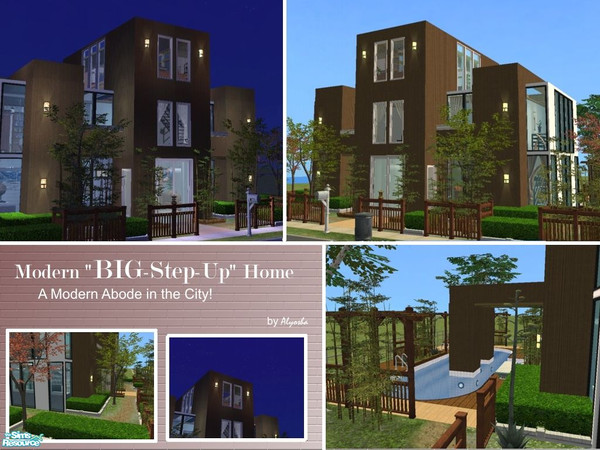 Sims 2 — Modern Big-Step-Up Home by Alyosha — A small home for a family of three... fifth in my modern style lots series!