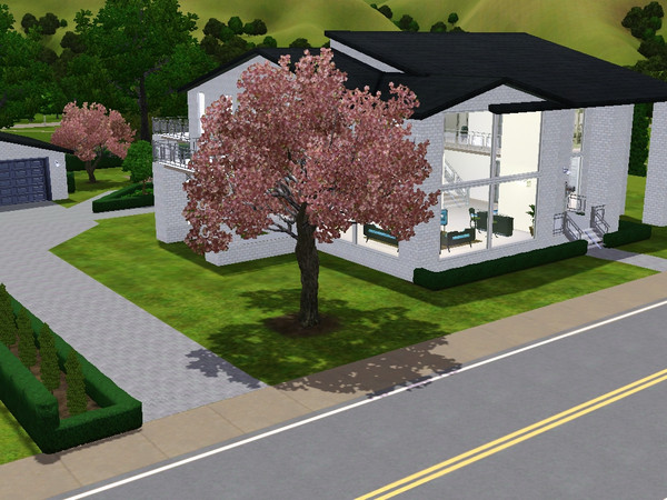 Sims 3 — Cherry Blossom Drive by skagrl7250 — 5 bedrooms, 3 bathrooms, living room, family room, office, pool, garage. 