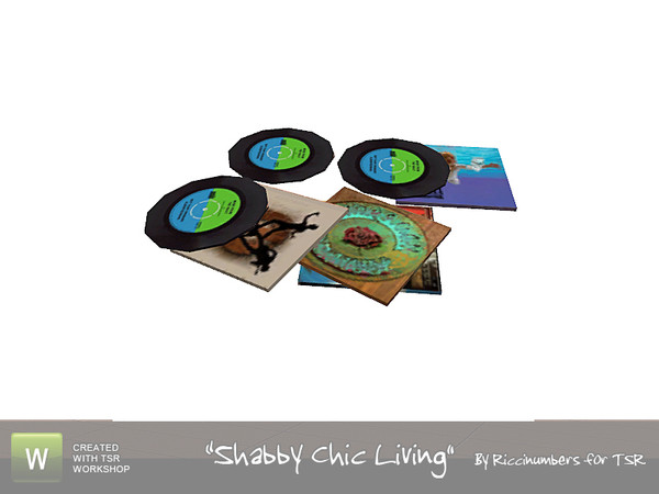 Sims 3 — Shabby Chic Living Albums by TheNumbersWoman — Piles of albums, what more can be said? By RicciNumbers at TSR.