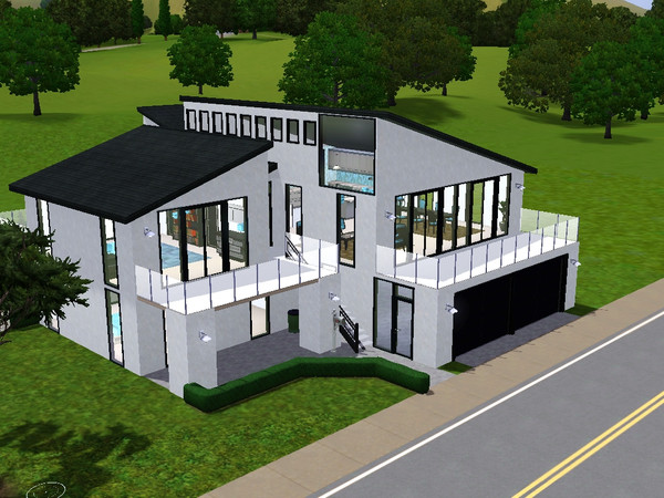 Sims 3 — Harrison Street by skagrl7250 — 2 bedrooms, 2 bathrooms, living room, family room, office, gym, garage, pool.
