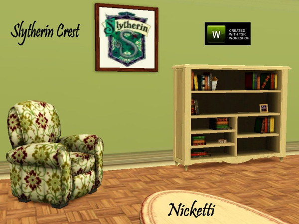 Sims 3 — Slytherin Crest Painting by nicketti — Painting Slytherin house crest, Hogwarts school, JK Rowling Harry Potter