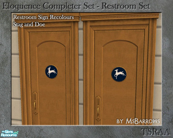 Sims 2 — Eloquence Restroom Recolour - Stag by MsBarrows — Pictogram recolour - stag in white on blue