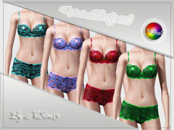 Sims 3 — Capri Shorty Set by natef005 — Hello, everyone! This is my another lingerie set for you. It's for YF/AF. Enjoy