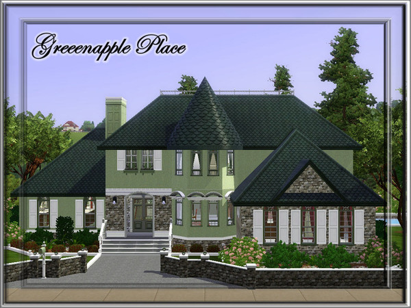 Sims 3 — Greenapple Place by JCIssette — Here is a beautiful modern Victorian for your neighborhood. Its stone and stucco