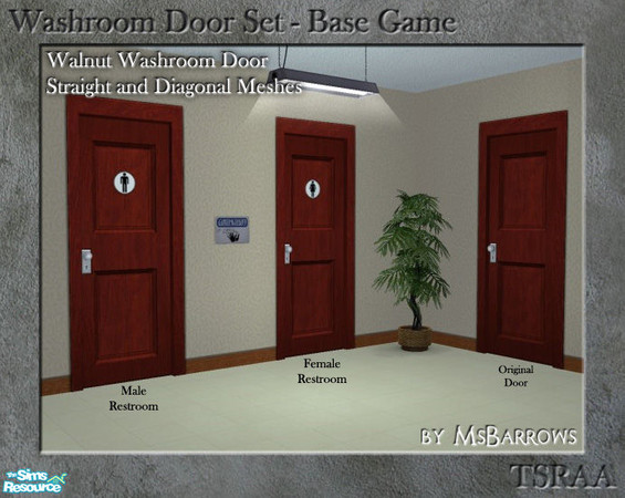 Sims 2 — Washroom Door - Walnut - Male D by MsBarrows — Washroom door based on the Walnut Door. Mesh for male door on