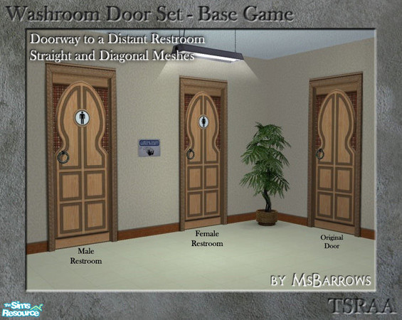 Sims 2 — Washroom Door - Distant Land - Male S by MsBarrows — Washroom door based on the Doorway to a Distant Land. Mesh