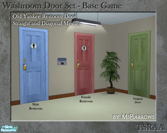 Sims 2 — Washroom Door - Old Yankee - Male S by MsBarrows — Washroom door based on the Old Yankee \"4 Score\"