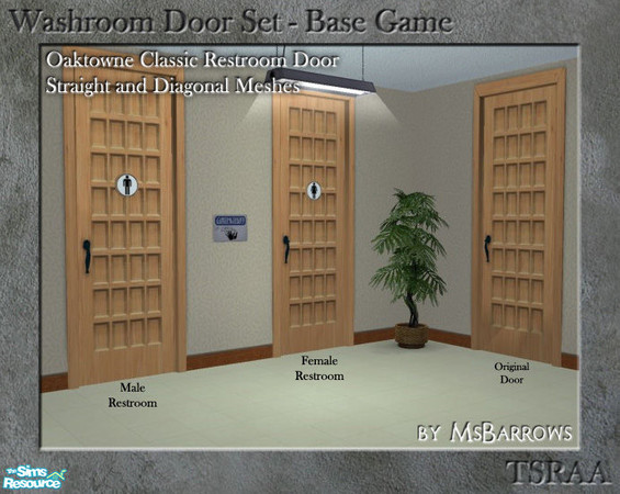 Sims 2 — Washroom Door - Oaktowne Classic - Female D by MsBarrows — Washroom door based on the Oaktowne Classic Door.