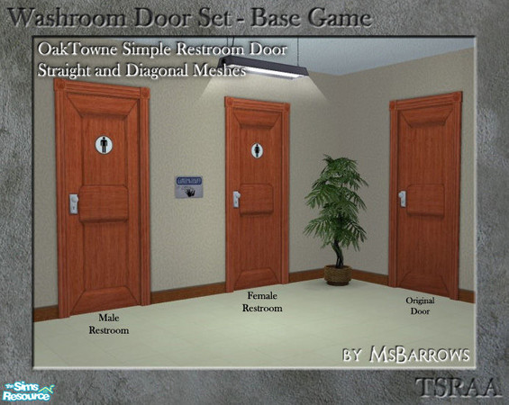Sims 2 — Washroom Door - Oaktowne Simple - Female S by MsBarrows — Washroom door based on the Oaktowne Simple Interior