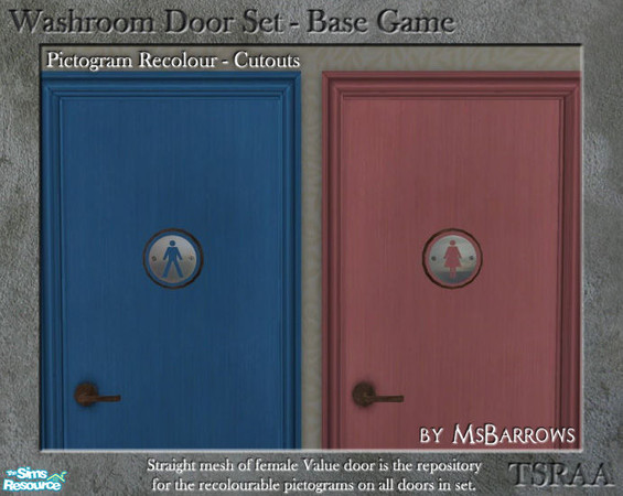 Sims 2 — Washroom Door - Pictogram - Cutouts by MsBarrows — Recolour of washroom door pictograms - male and female