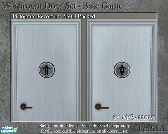 Sims 2 — Washroom Door - Pictogram - Metal Backed by MsBarrows — Recolour of washroom door pictograms - simple black