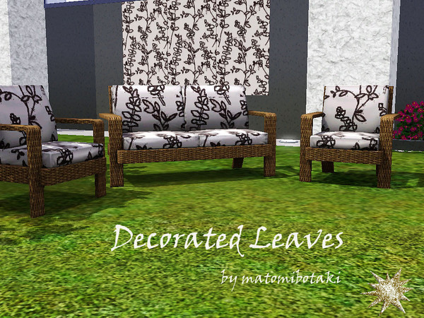 Sims 3 — Decorated Leaves by matomibotaki — Simple but stylized leave patter in brown, white, to find under Theme.