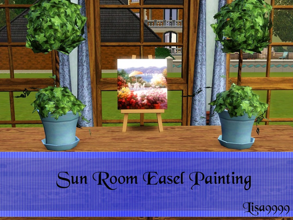 Sims 3 — Sun Room Easel Painting by lisa9999 — Painting of the greek coast on an easel. Lisa9999 TSRAA