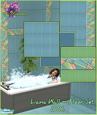 Sims 2 — Wall-Floor Set 1006 by Lianaa by Lianaa — Wall-Floor Set 1006 by Lianaa - bathroom colorful tiles in blue and