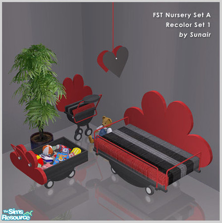 Sims 2 — FST Nursery Set A - Recolor set 1 by Sunair — FST Nursery Set A - Recolor set 1 (black)