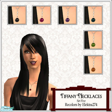 Sims 2 — Tiffany Necklaces, Set 5 by elektra274 — A collection of 15 gemstone necklaces.