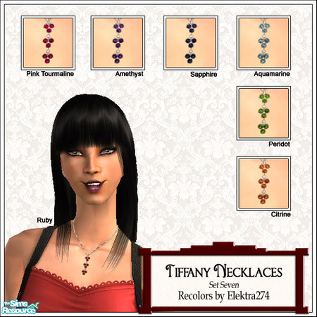 Sims 2 — Tiffany Necklaces, Set 7 by elektra274 — A collection of 12 gemstone necklaces.