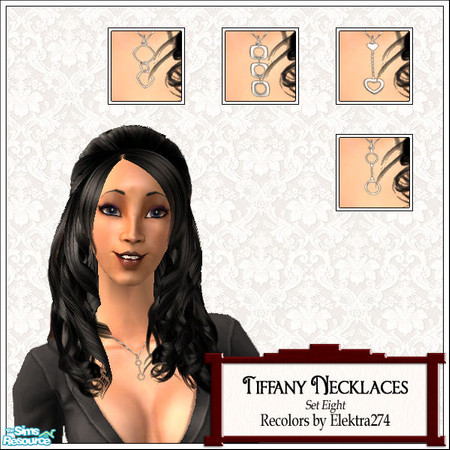 Sims 2 — Tiffany Necklaces, Set 8 by elektra274 — A collection of 4 platinum necklaces.