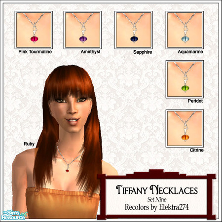 Sims 2 — Tiffany Necklaces, Set 9 by elektra274 — A collection of 13 gemstone necklaces.