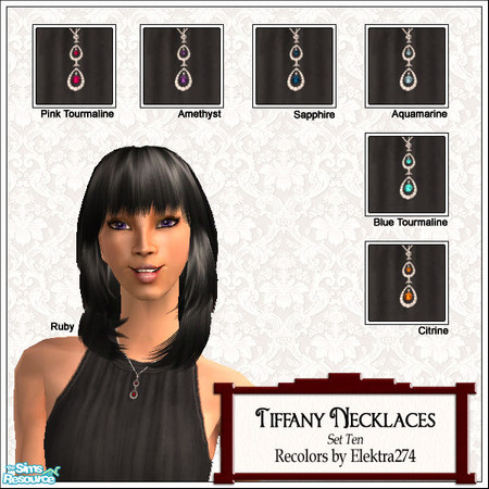 Sims 2 — Tiffany Necklaces, Set 10 by elektra274 — A collection of 14 multi-gem necklaces.