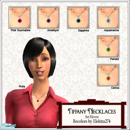 Sims 2 — Tiffany Necklaces, Set 11 by elektra274 — A collection of 14 gemstone necklaces.