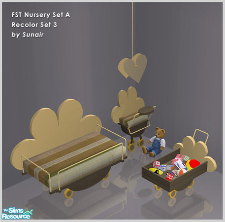 Sims 2 — FST Nursery Set A - Recolor set 3 by Sunair — FST Nursery Set A - Recolor set 3 (darkwood)