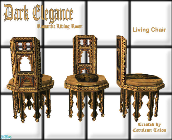 Sims 2 — Dark Elegance Living Room - Living Chair by Cerulean Talon — Enjoy the luxury and elegance of this
