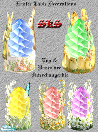 Sims 2 — Easter Table Decoration by 71robert13 — Classic table decoration for Easter features a honeycombed tissue egg