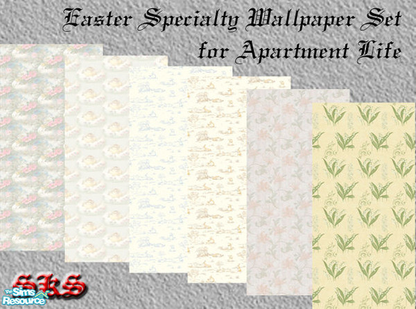 Sims 2 — Easter specialty wallpaper - AL by 71robert13 — 6 assorted wallpapers with inspired by Easter design motifs. For