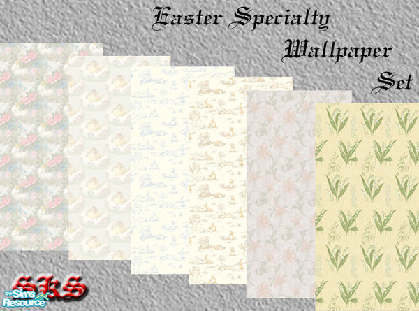 Sims 2 — Easter specialty wallpaper by 71robert13 — 6 assorted wallpapers with inspired by Easter design motifs. By: SKS