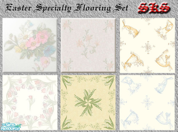 Sims 2 — Easter specialty Flooring set by 71robert13 — 6 assorted floor coverings with inspired by Easter design motifs.