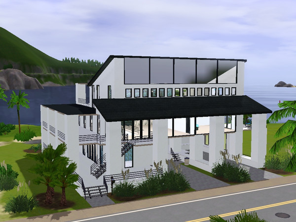 Sims 3 — Beachfront re-done by skagrl7250 — 4 bedrooms, 3 bathrooms, office, living room, family room, 2 carports.