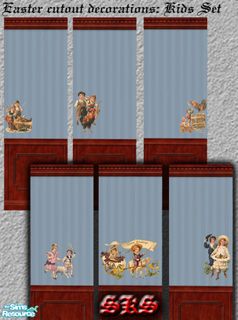 Sims 2 — Easter Wall Decorations - AL - Kids by 71robert13 — 6 victorian decorative cutout wall decorations featuring