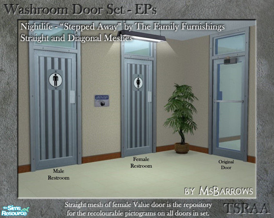 Sims 2 — Washroom Door EP Set - NL - Shop Door - MS by MsBarrows — Sometimes, you just don\'t want to be reached - by