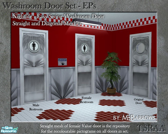 Sims 2 — Washroom Door EP Set - NL - Diner Door - MD by MsBarrows — As someone once said \"Sometimes you don\'t want